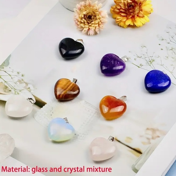 ⭐️ 5 for $25 Heart Shaped Crystal Glass Pendant Necklace on a Black Cord - Picture 3 of 10